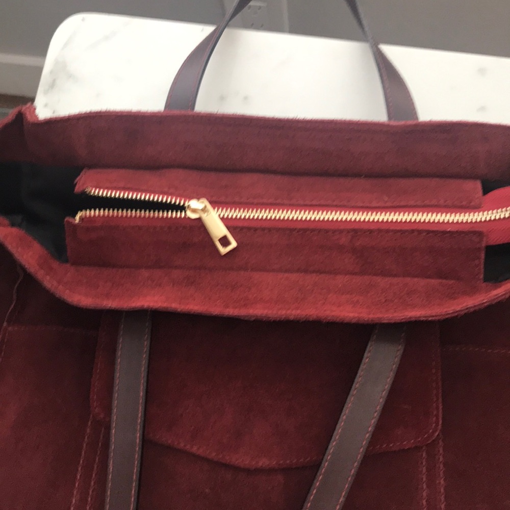 Made in Italy Leather Burgundy Color Suede Big Bag - Picture 3 of 9